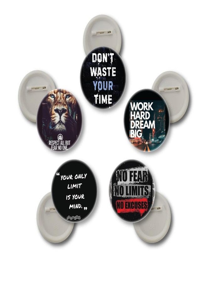 D2C Kids' Badges with Motivational Quotes - Pack of 5, Multicolor | Inspirational Quotes (Variation 4) - Image 1